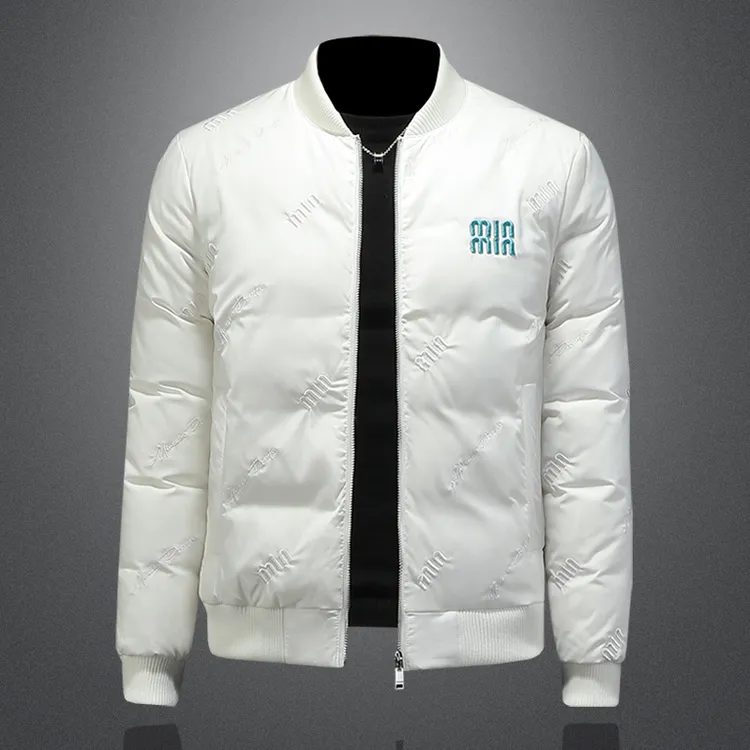 欧货高端重工刺绣潮流白色羽绒服男冬季新款潮流短款加厚防寒外套