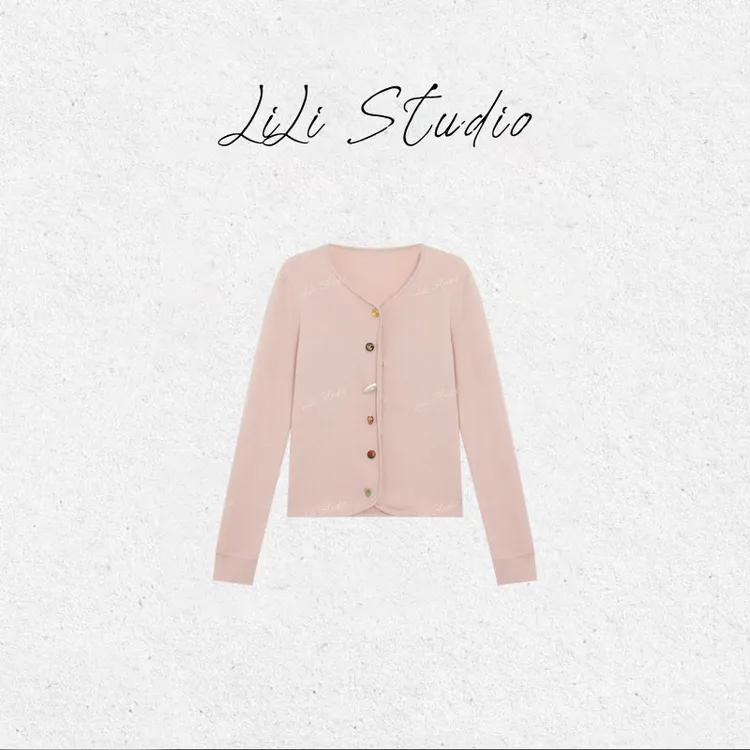 PCNY丨不理理「月畔薄雾」不规则纽扣长袖百搭羊毛针织开衫