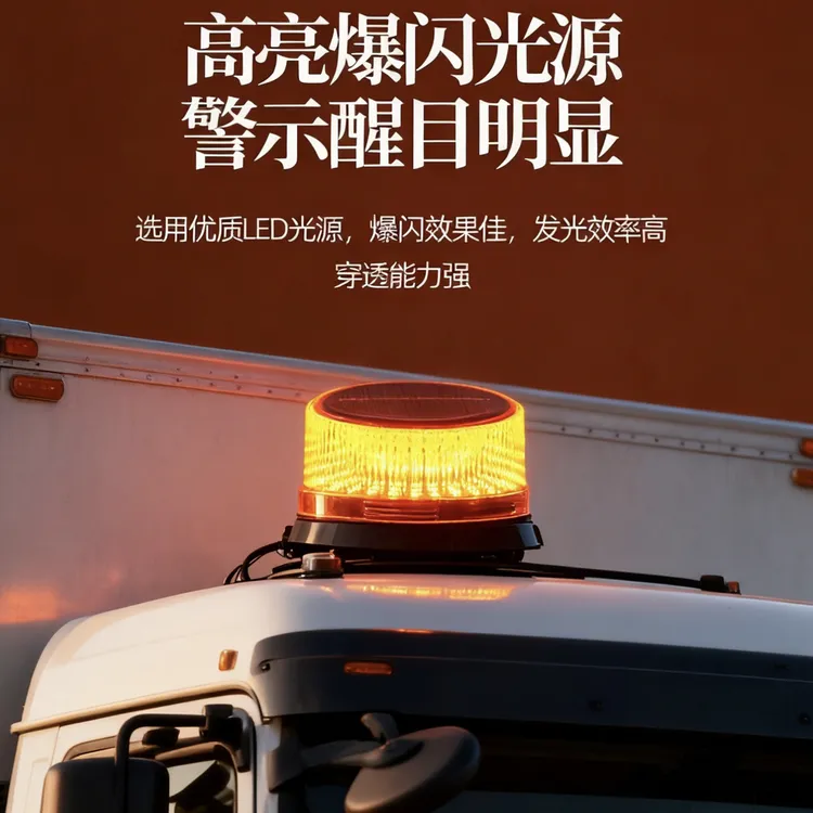 太阳能磁吸式LED车载车顶爆闪警示灯夜间交通路障充电式