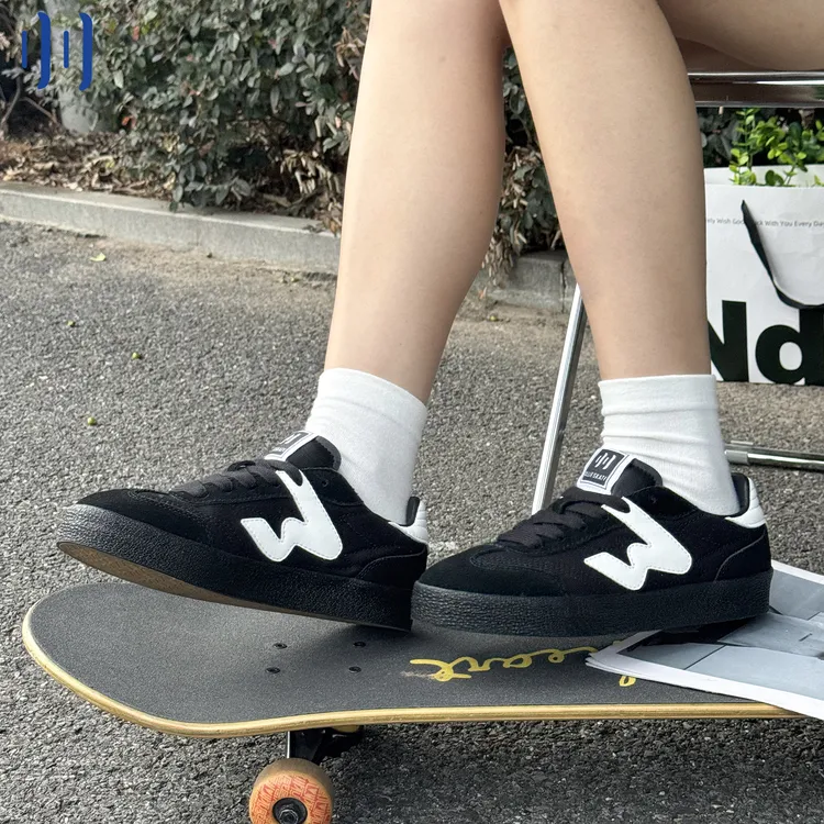 顽刻ollieskate黑武士配色翻毛皮生胶底W系列男女国潮德训滑板鞋