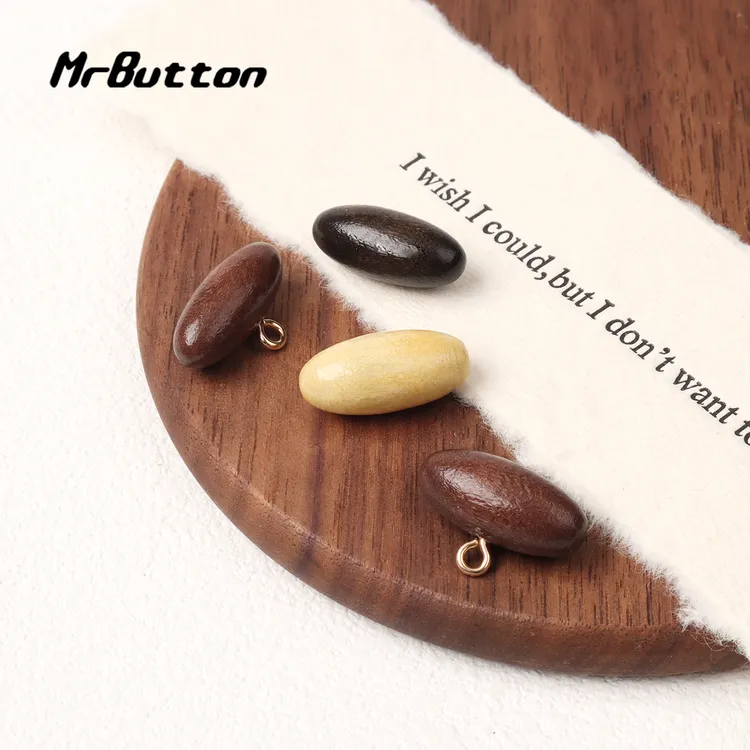 MR BUTTON 天然木质椭圆形散珠子diy手链国风饰品配件服装辅料珠