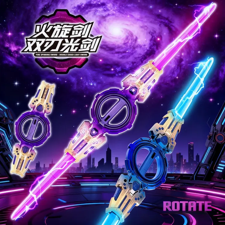 【正版】火旋剑双刃双头伸缩旋转发光剑玩具旋转炫酷音效男孩礼物