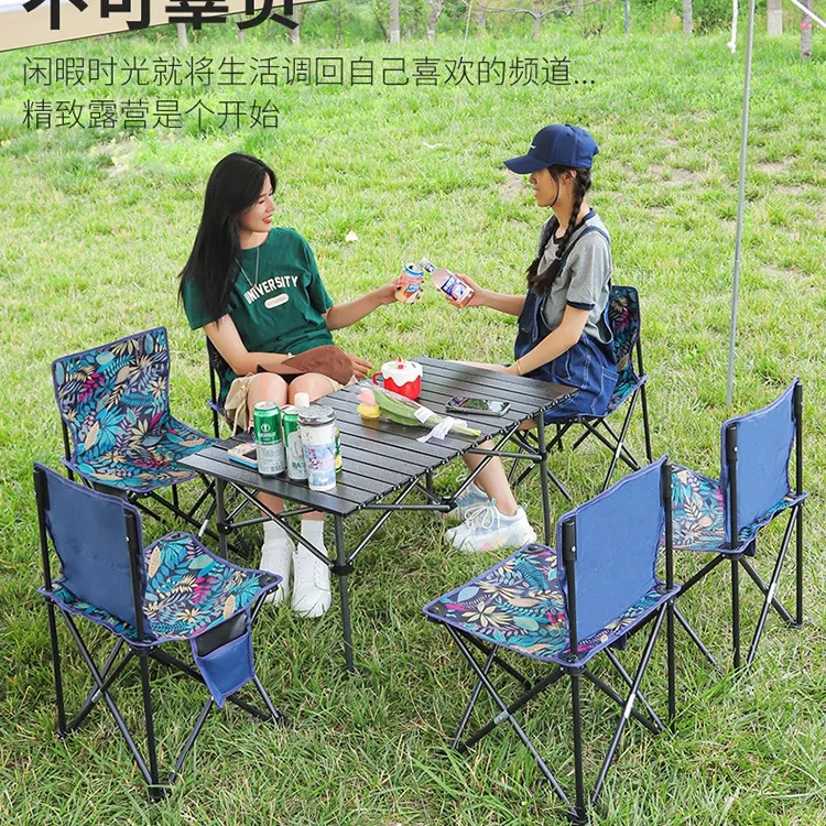 马路露营桌子椅子折叠桌椅便携式蛋卷桌便携式烧烤桌野餐桌户外