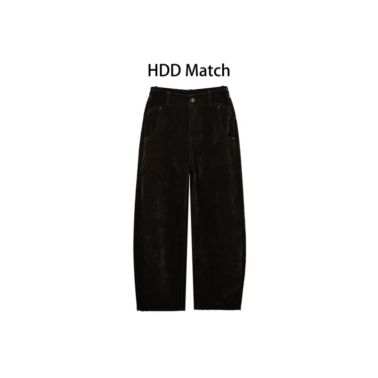 HDD- "百搭序列" 棉 秋冬女款定制定染小众直筒百搭休闲裤 Y9647