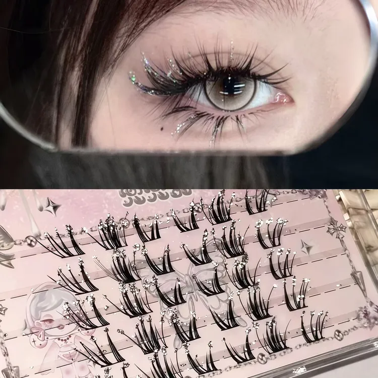 碎钻假睫毛 太闪了！仙子眼睫毛亮闪猫耳小恶魔自然狐系音乐节女