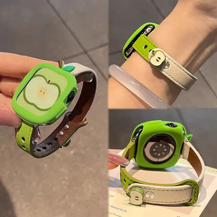 青红苹果适用小米手环9pro表带8Pro硅胶保护套壳红米watch5/4代