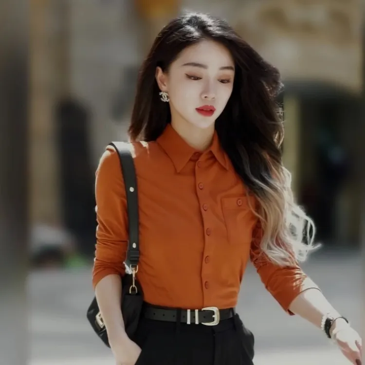 {专柜}商场同款2025春秋新款莫代尔通勤简约衬衫上衣1300820