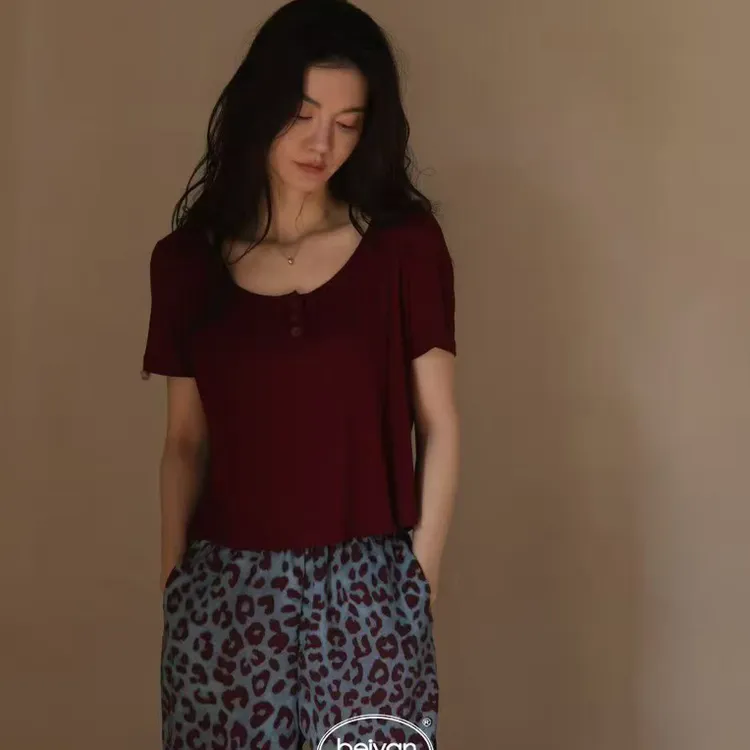 睡衣春秋季莫代尔长袖半袖套装时尚气质少女柔软家居服