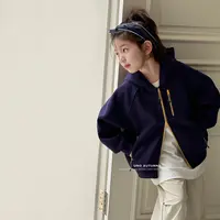 「UNO AUTUNNO」【小蓝】云卫衣女中大童长袖开衫连帽卫衣外套GQ1608