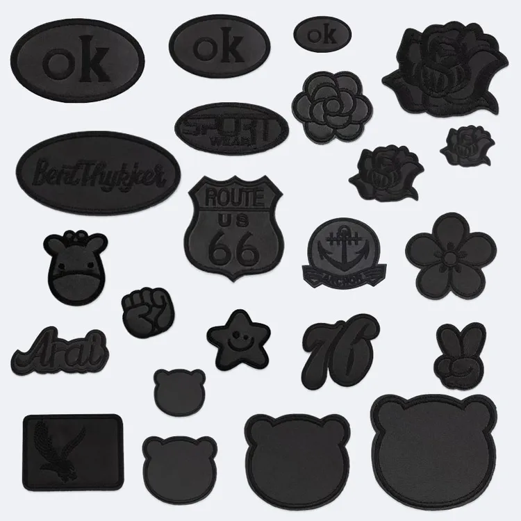 自粘免缝黑色皮革刺绣补丁贴衣服皮衣破洞无痕修补