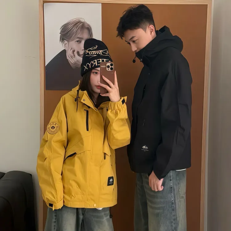 2025新款连帽保暖时尚防风外套男士情侣冬季山系多口袋工装外套