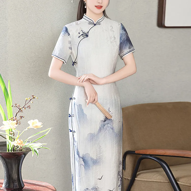 高端新中式旗袍绝美民国风夏季2025新款老上海日常可穿长款晚礼服