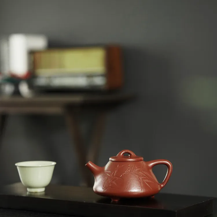 子冶石瓢·刻竹款 原矿粗砂大红袍·200cc 
