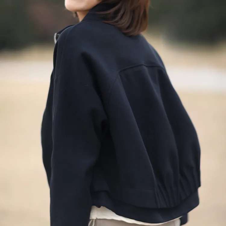 秋季新款 双层后背设计立领夹克外套女