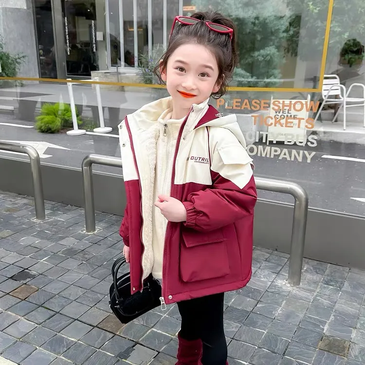 女童冬季加绒加棉服2025外套新款儿童洋气棉衣中大童女孩上衣