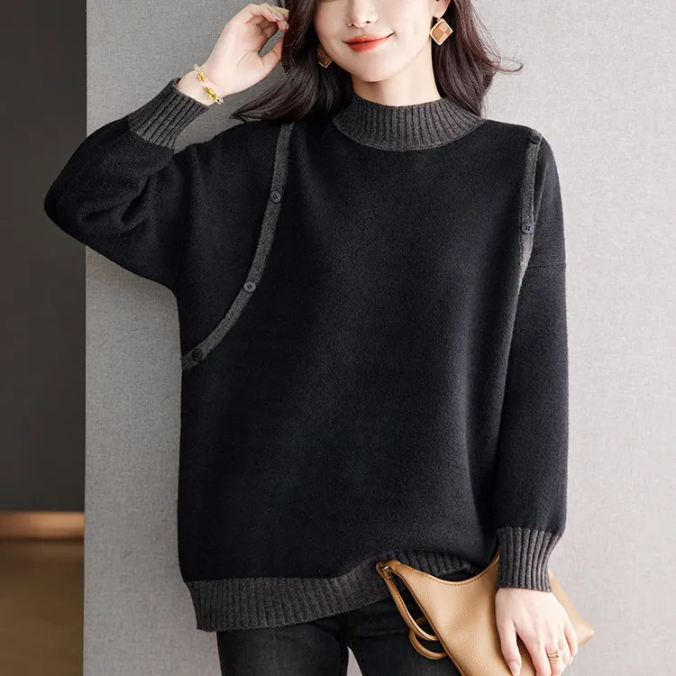 特大码独特漂亮上衣冬季中长款外穿毛衣显瘦洋气高级感打底衫宽松