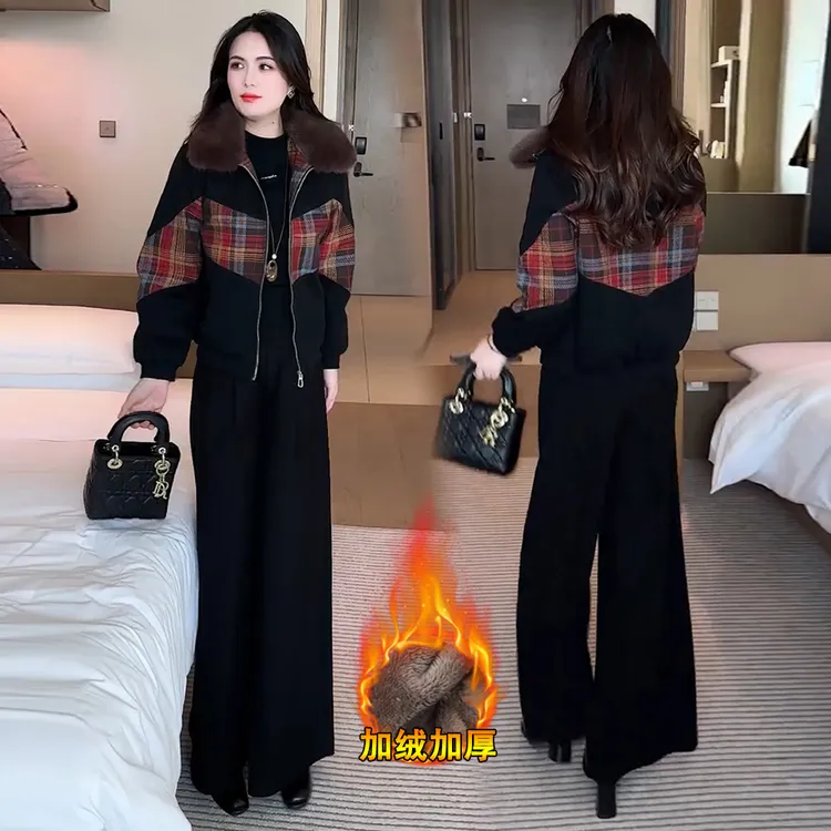 短款格子外套春秋2025年新款时尚洋气质女装百搭冬装加绒加厚上衣