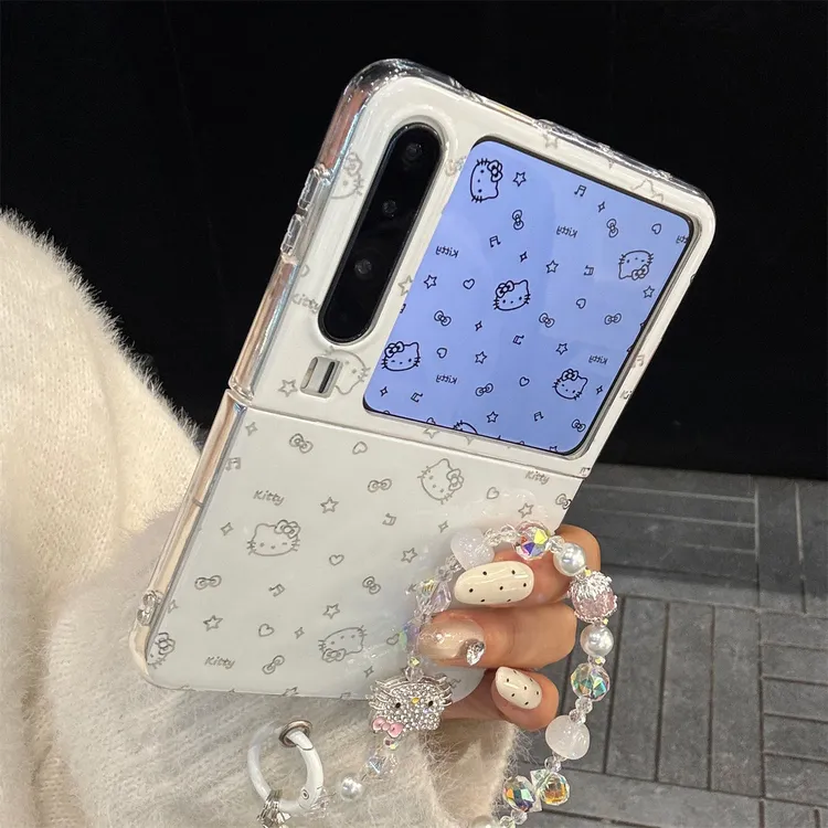 适用华为purax典藏版手机壳可爱卡通PuraX棕白线条星星爱心猫链条