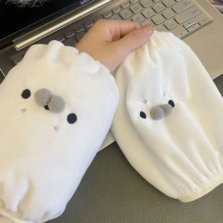 可爱超萌小海豹毛绒袖套棉服防脏办公室护袖工作毛绒袖头袖套ZZZ