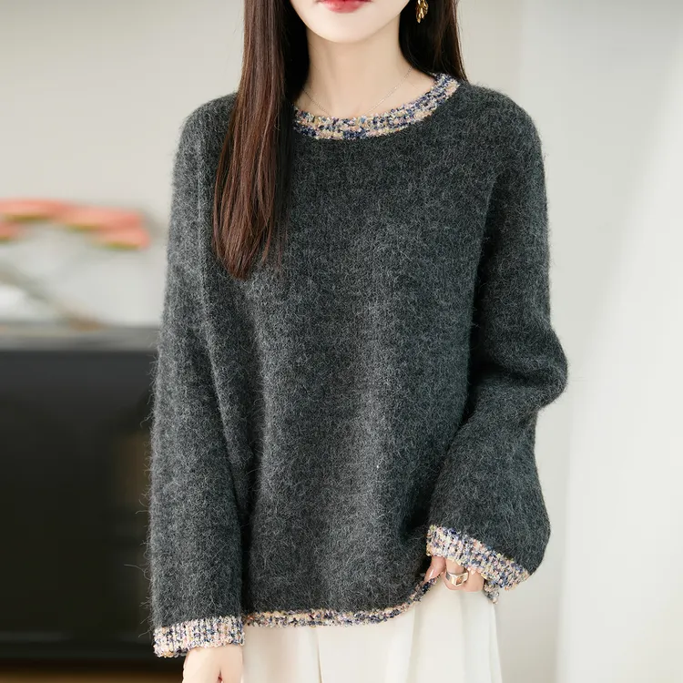 胖mm秋冬特大码女士慵懒风毛衣宽松遮肚子显瘦上衣内搭针织打底衫