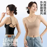 【粉底液】百搭美背吊带收副乳运动瑜伽背心防震无痕大胸显小1068#
