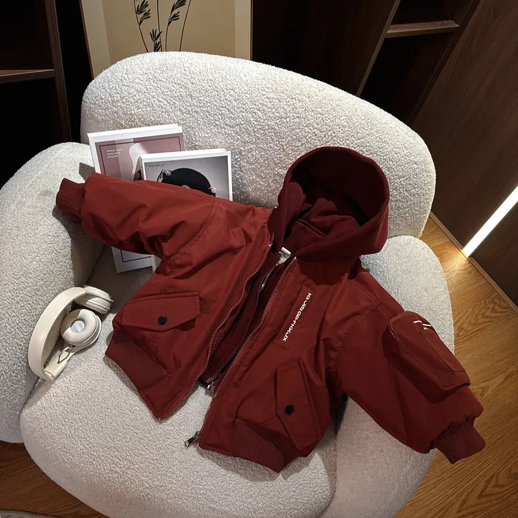 儿童冬季假两件派克服男童女童加厚保暖时尚休闲棉服外套KK1023