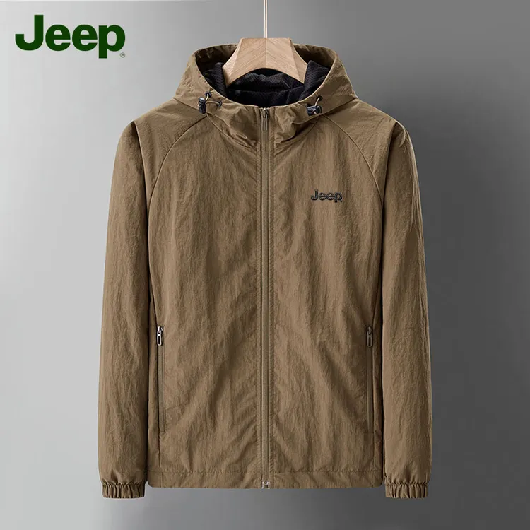 JEEP吉普连帽休闲防风防水男士夹克薄吉普户外登山三合一连帽夹克
