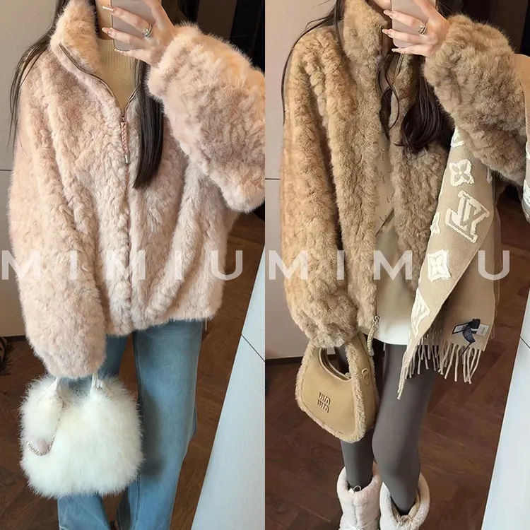 【mimius】P 轻奢感超保暖仿皮草毛毛拉链立领外套 G10314