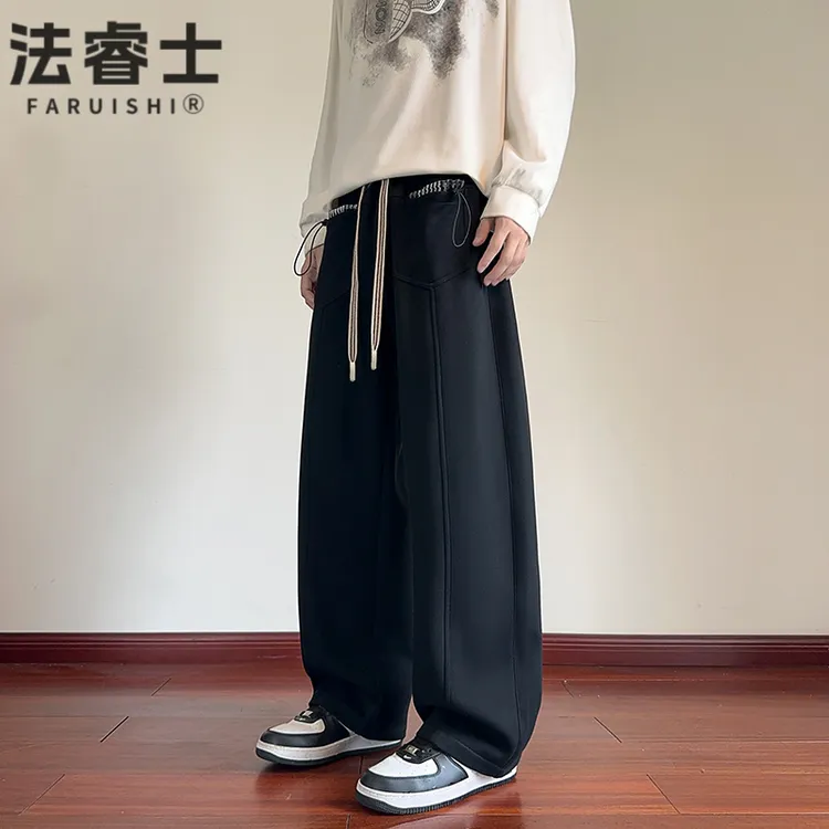 加肥裤子胖子牛仔裤加大男裤秋季纯色针织棉卫裤男士大码宽松