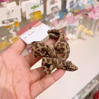 B-1254（满10米飞）ad 1对豹纹蝴蝶结皮筋成人基础马尾发绳   发圈