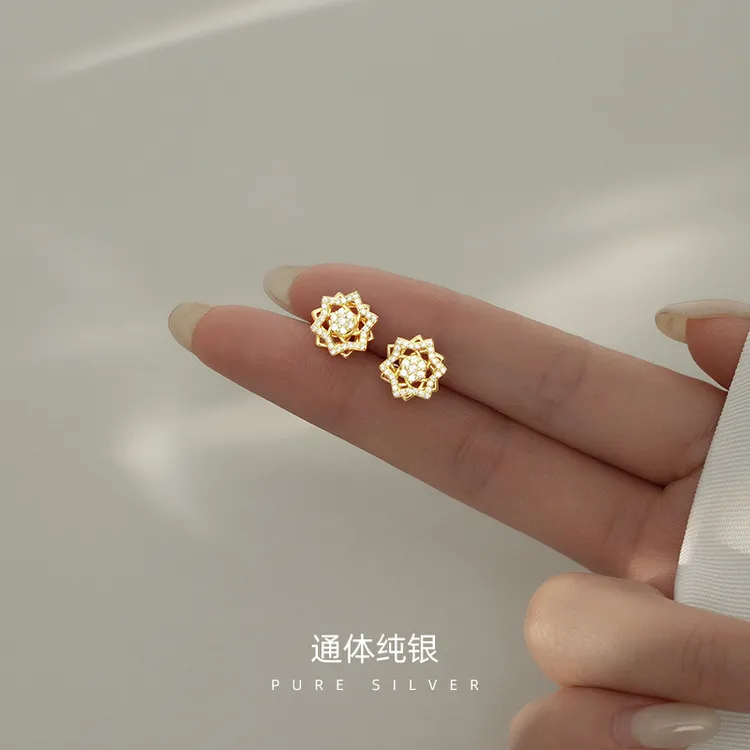 925银耳饰 繁星闪烁满钻六芒星耳钉女防过敏养耳洞百搭小众饰品