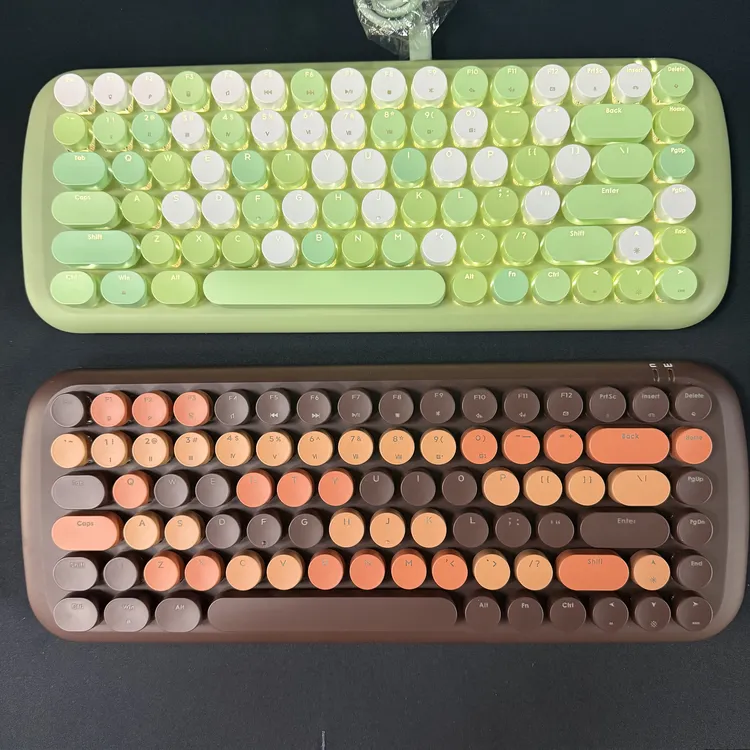 摩天手有线机械键盘84键电竞女生可爱复古圆键帽笔记本键盘游戏