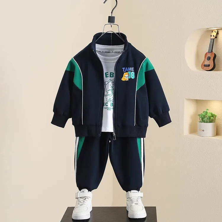 男童套装春秋款2025年新款儿童帅气运动衣服时髦拉链潮宝宝两件套