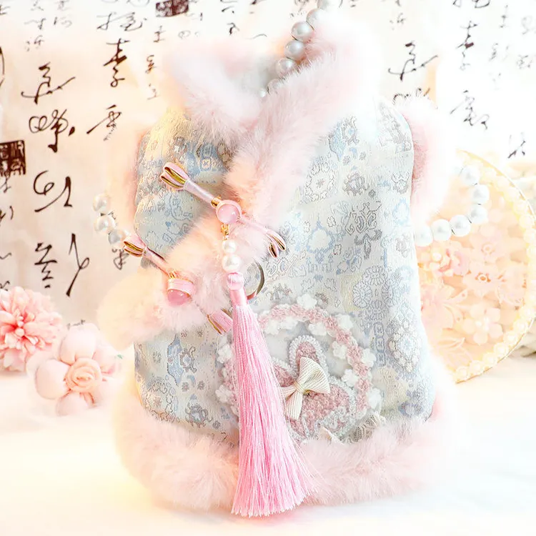 狗狗衣服秋冬装厚款公主唐装流苏旗袍盘扣小型犬宠物