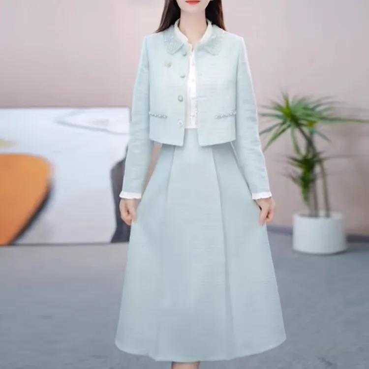 依橙小香风外套连衣裙两件套女2025新款秋季显瘦气质年轻款套装裙