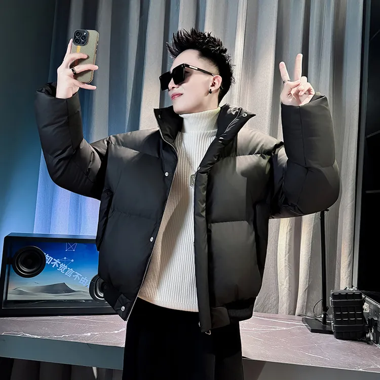 高级感pu皮棉衣外套男冬季立领面包服潮流新款痞帅气休闲百搭棉服