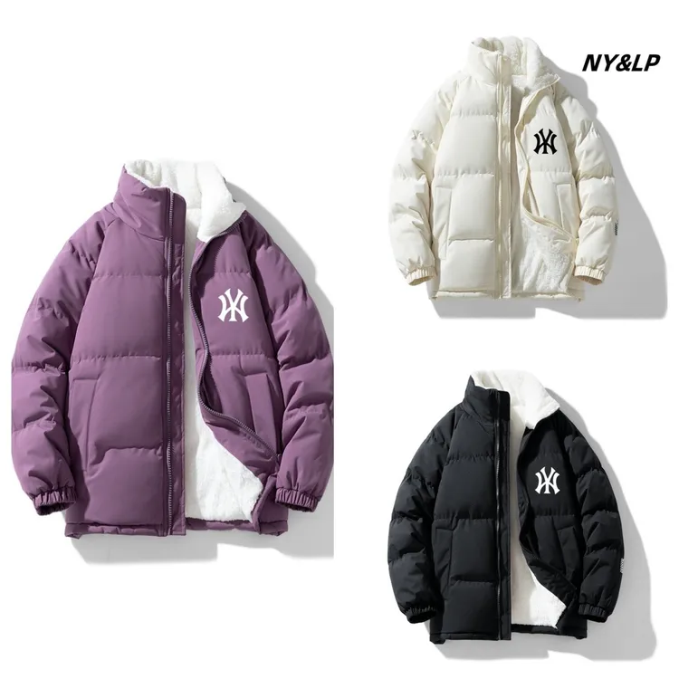 新款羊羔绒情侣宽松型冬季港风立领棉袄ins男士立领棉服棉衣保暖