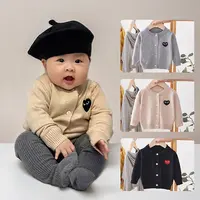 新生儿针织开衫2025新款童装毛衣春秋季婴童圆领纯色外套男女童棉