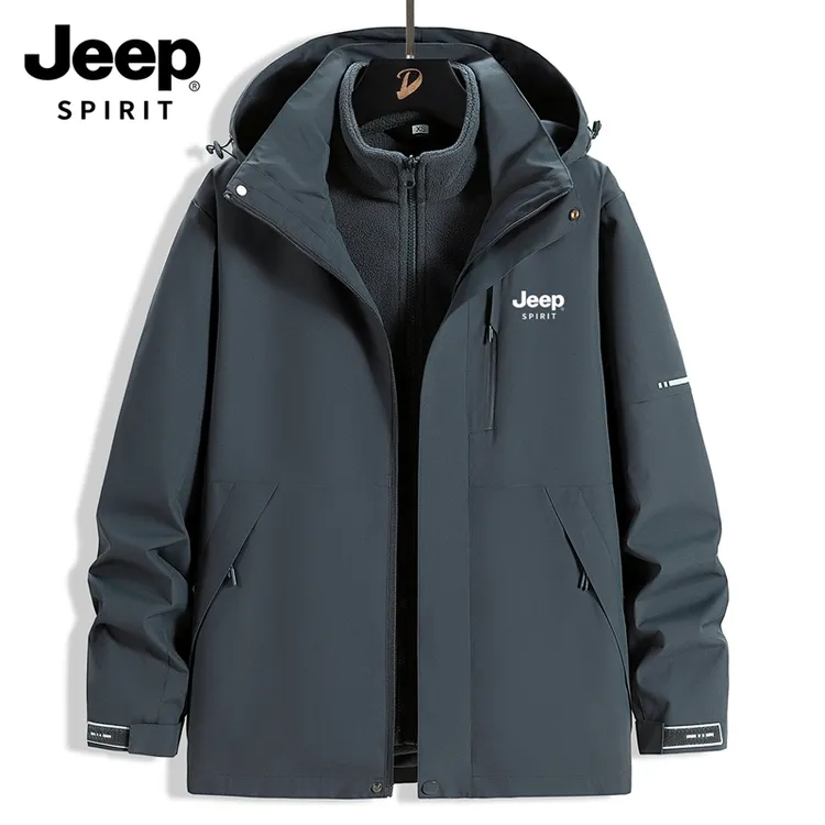 JEEP吉普冲锋衣三合一夹克2025新款秋冬男士宽松加绒加厚登山外套