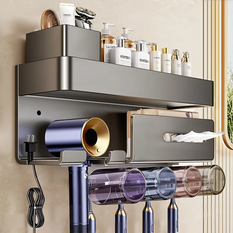 吹风机置物架免打孔卫生间电吹风挂架戴森吹风筒支架浴室收纳架子