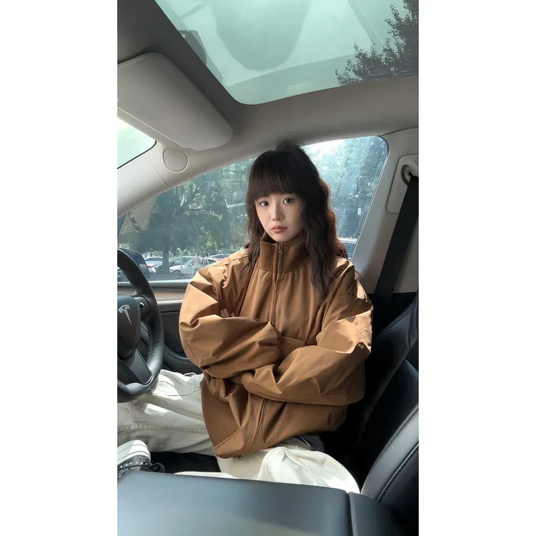 黑色外套男款秋季美式复古工装立领冲锋衣cleanfit短款飞行员夹克