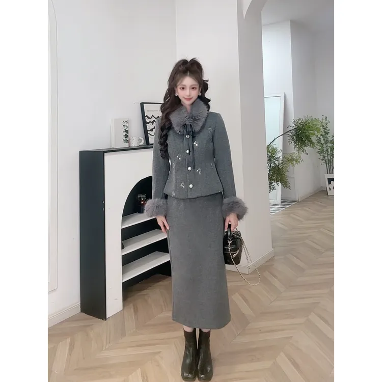 IEF/爱依服2025新款冬季呢绒上下套装