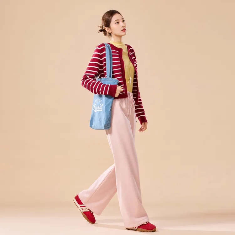 IEF/爱依服裤子2025冬季新款简约休闲通勤气质百搭加绒保暖阔腿裤