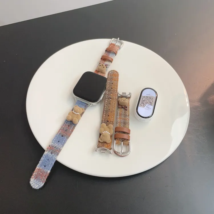 珍珠小熊适用小米手环1098代表带扎染小米8/9Pro替换腕带watch654