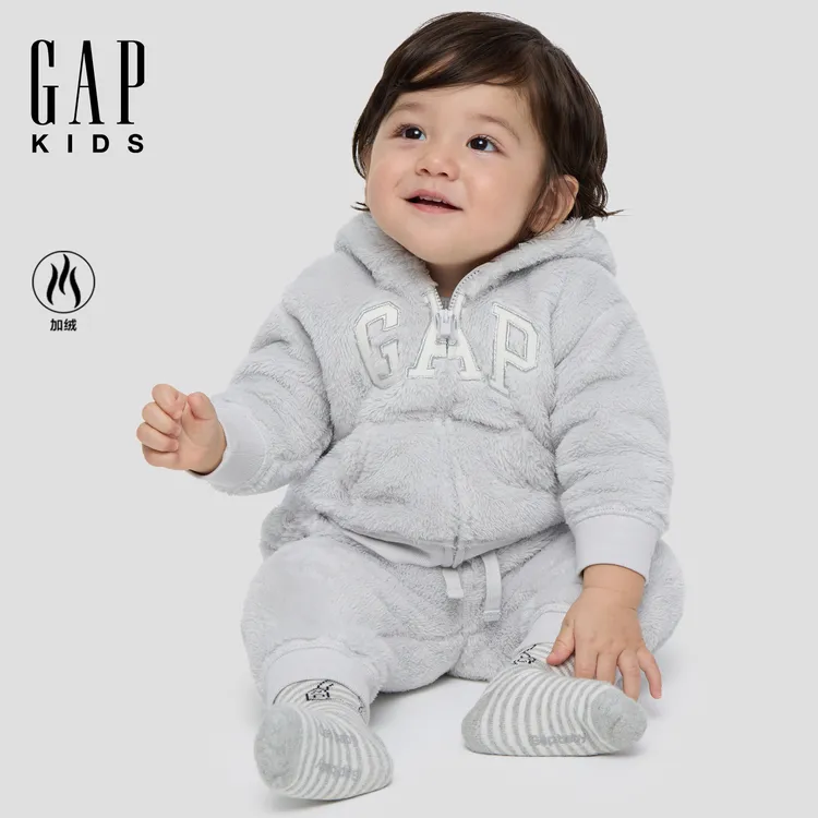 Gap婴儿童装2025年秋冬季新款可爱宝宝加绒加厚卫衣珊瑚绒843589