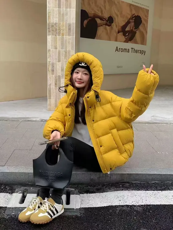 90白鸭绒短款拉链连帽小个子蓝色羽绒服女款冬季轻薄百保暖763