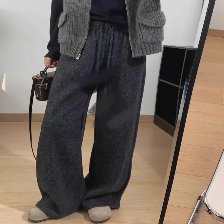 米蓝家！必备高克重芝麻绒瘦瘦裤极简秋冬松紧腰百搭拖地裤5999