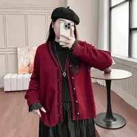 CC5208大码女装【巨好看的早秋穿搭】新年红秋冬长袖针织衫毛衣外套