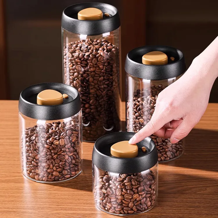 咖啡豆保存罐真空玻璃密封罐储存罐咖啡粉茶叶食品级收纳储物罐瓶