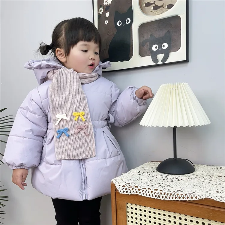 女童加绒棉衣冬季新款韩版公主风加厚保暖连帽中长款棉服甜美外套